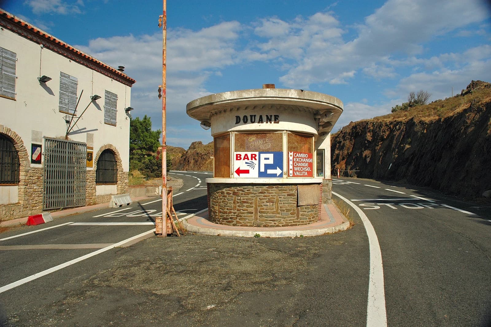 Customs station at the border between France and Spain near Hendaye.