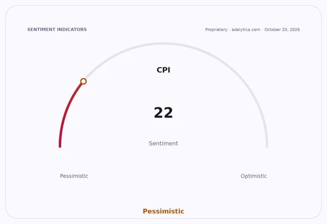 CPI sentiment gauge dial pointing to 22, in the Pessimistic range.