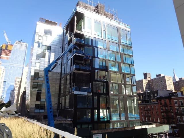 The Getty building under construction from the High Line in New York City.