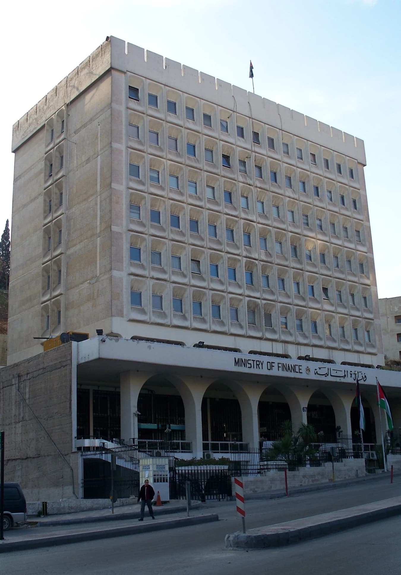 Exterior view of the Ministry of Finance building in Amman, Jordan.