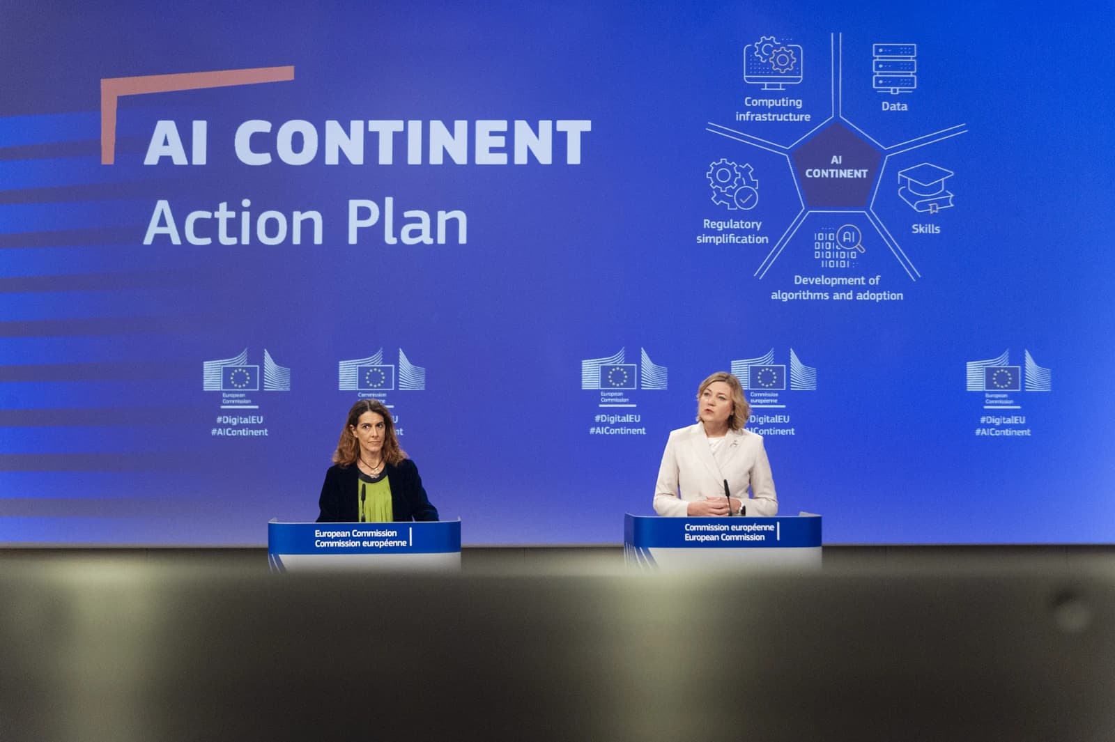 Henna Virkkunen, European Commission member, presenting the AI Continent Action Plan.