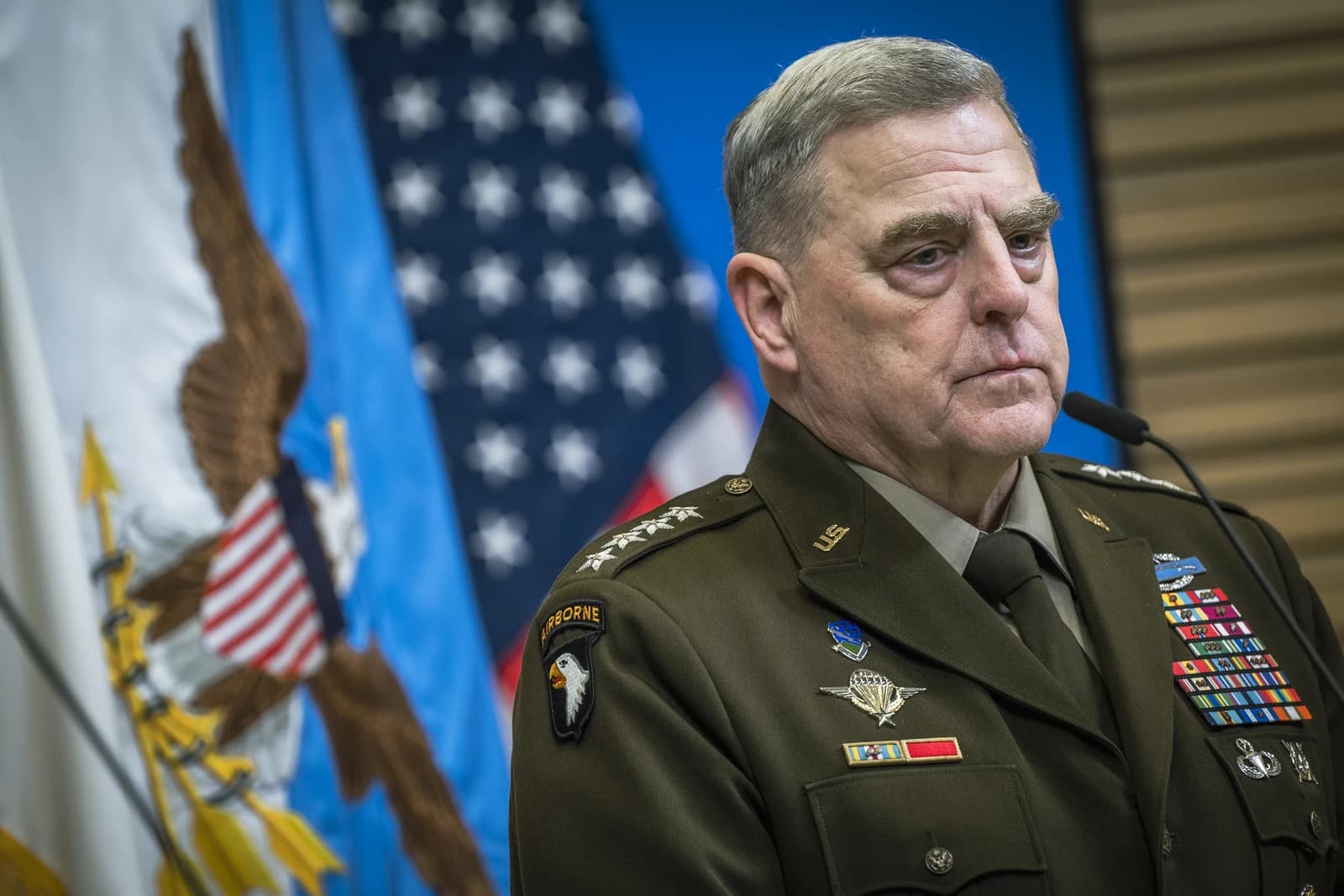 General Mark A. Milley, Chairman of the Joint Chiefs of Staff, at a press conference.