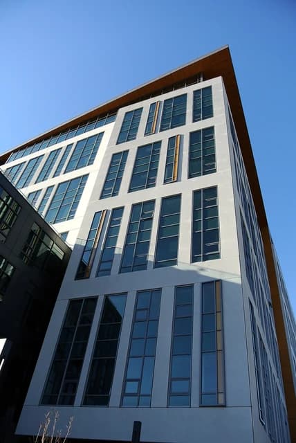 Exterior view of the Amazon headquarters building in Seattle, Washington.