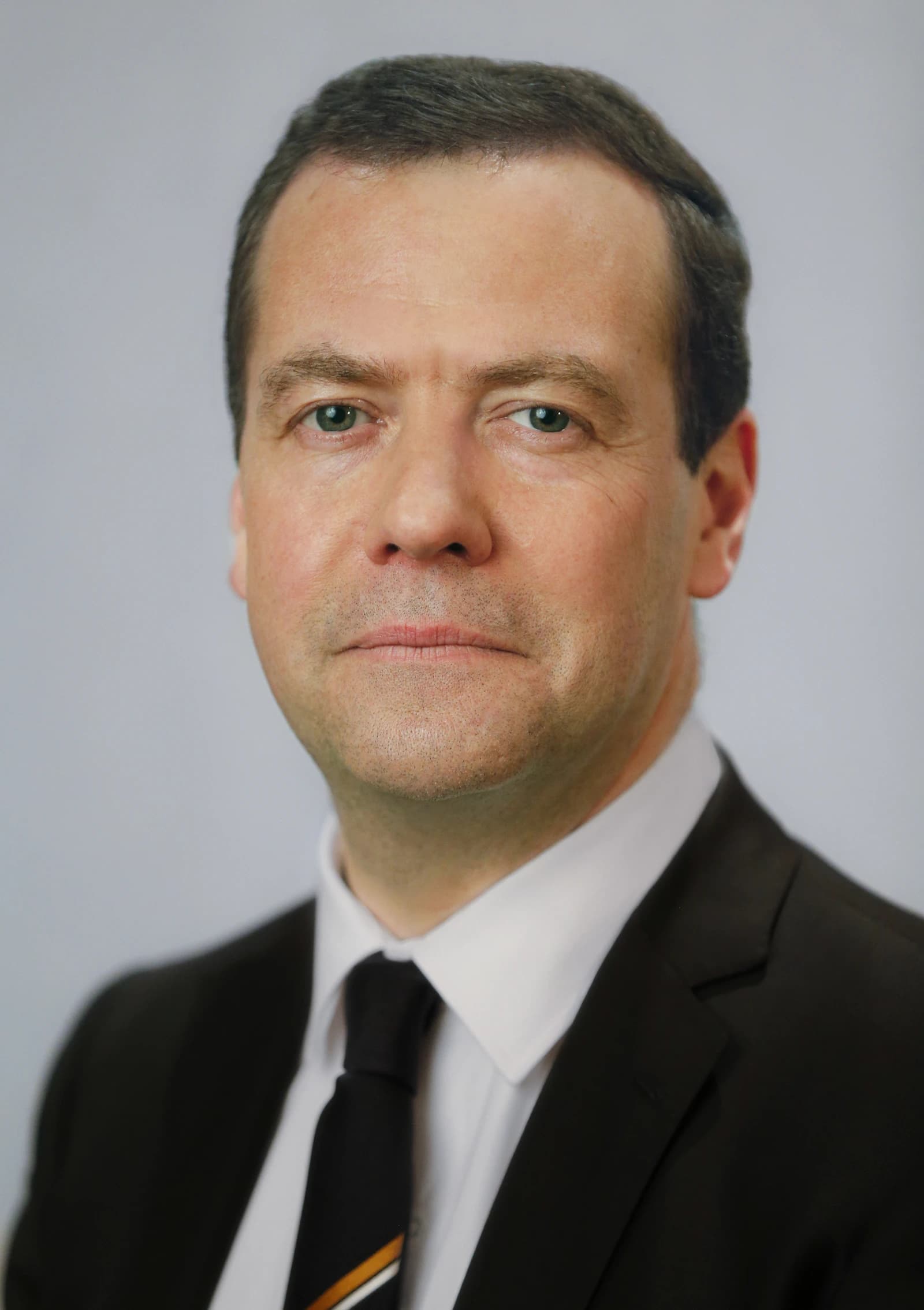 Dmitry Medvedev, Russian politician, looking directly at the camera.