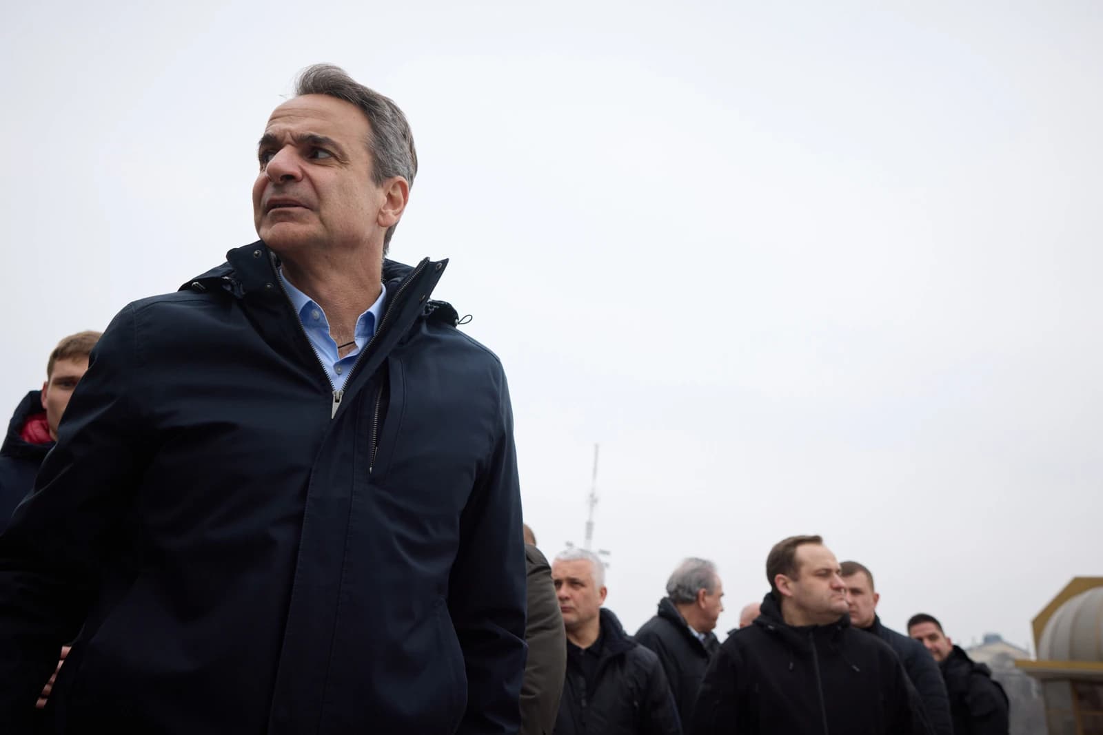 Kyriakos Mitsotakis, Prime Minister of Greece, surveying the port of Odesa.