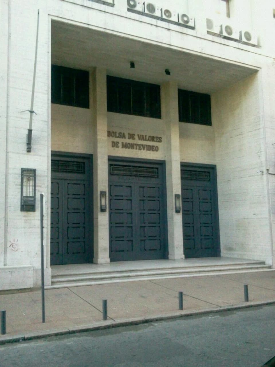Exterior view of the Bolsa de Valores de Montevideo building entrance in Uruguay.