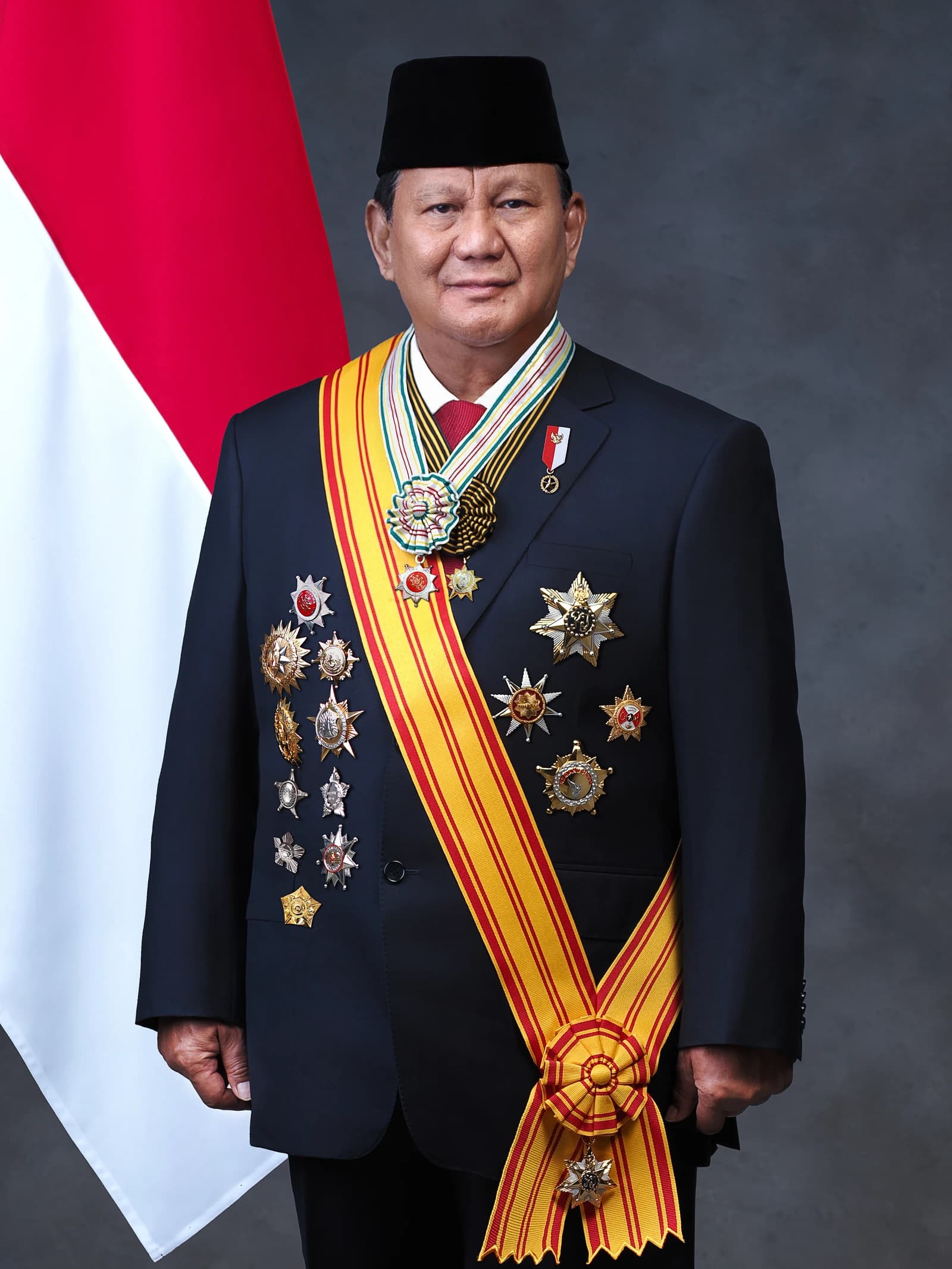 Prabowo Subianto, President of Indonesia, stands for an official portrait.