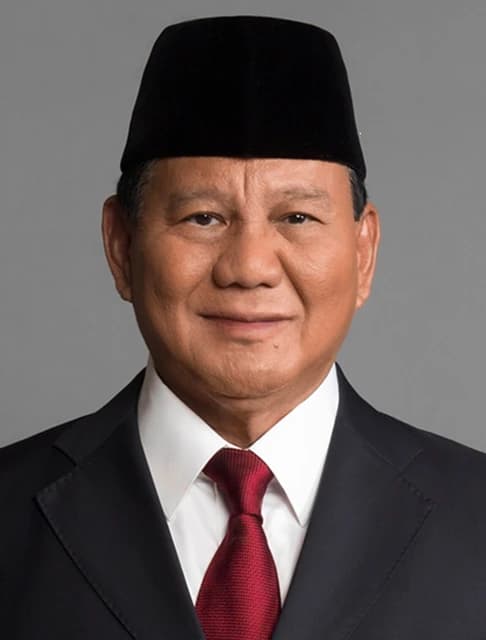 Prabowo Subianto, Indonesian presidential candidate, wearing a peci and suit.