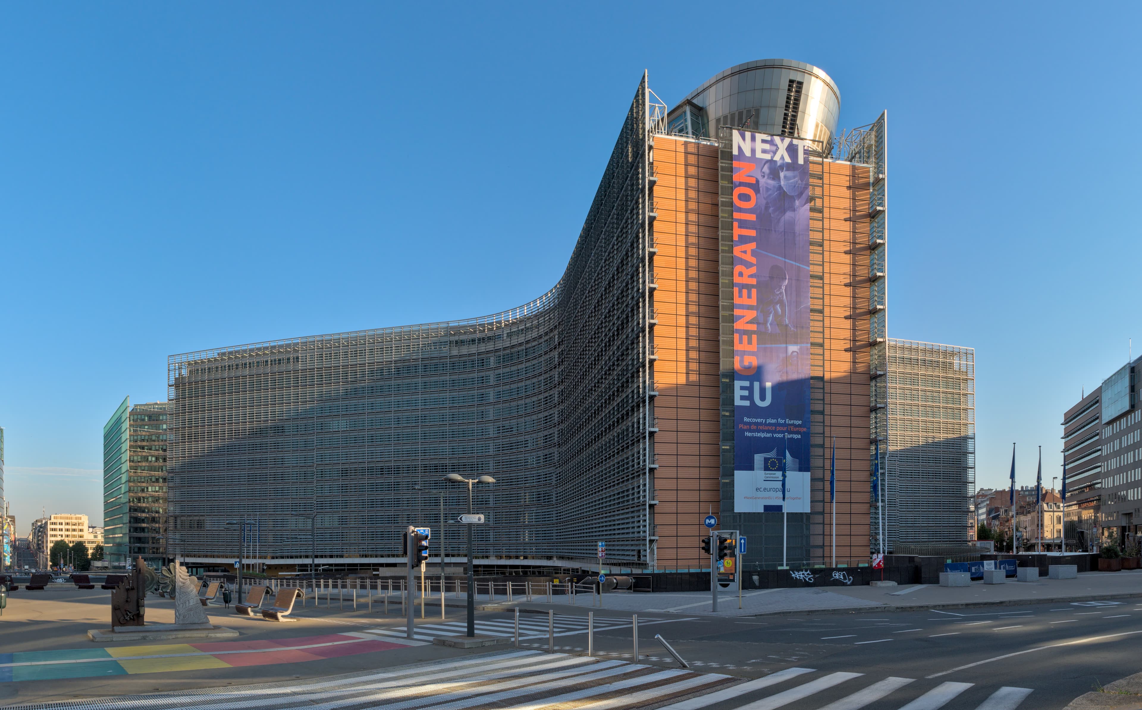 Exterior view of the Berlaymont building, headquarters of the European Commission, in Brussels.