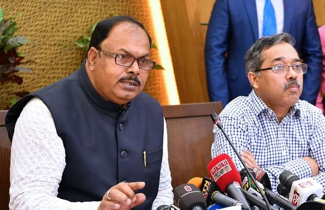 Md Zakir Hossain, State Minister for Primary and Mass Education, speaks at a press conference.
