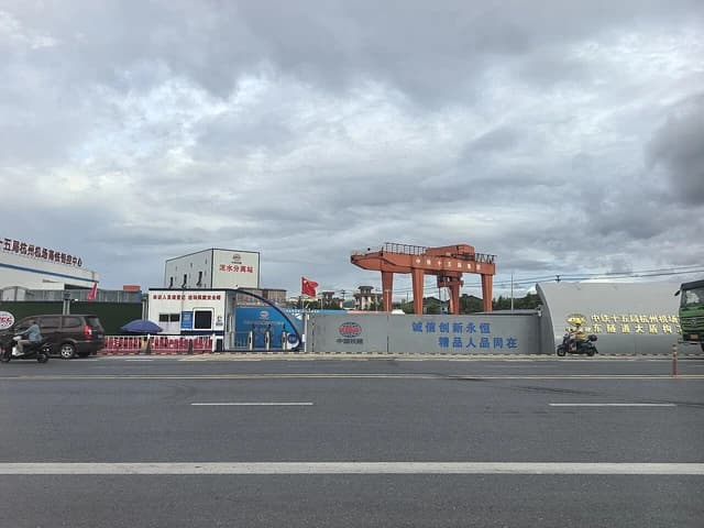 Construction site of Hangzhou Airport High-Speed Railway at Qingliu Road in Hangzhou.