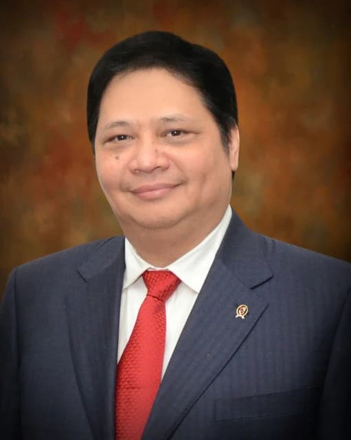 Airlangga Hartarto, Indonesian politician, looking forward and smiling.