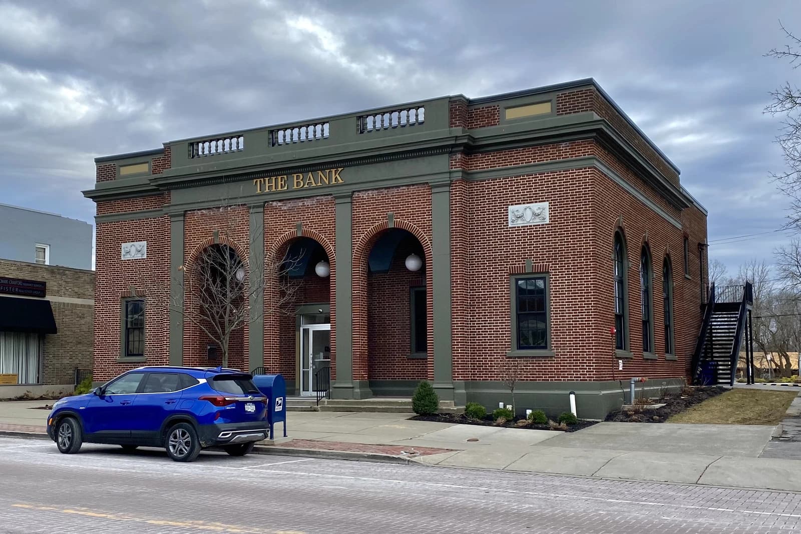Exterior view of the Former Bank of East Aurora building, East Aurora, New York.