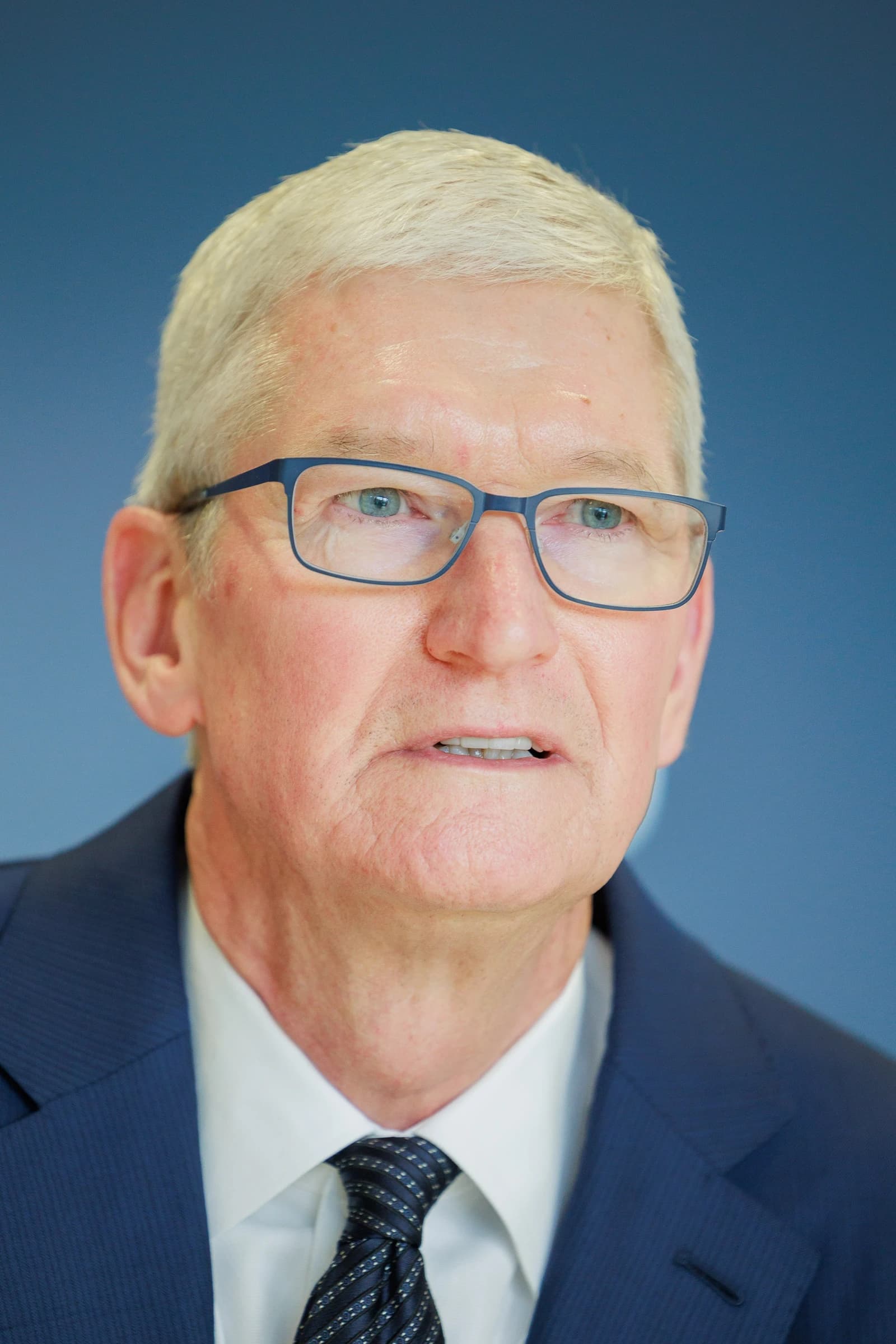 Tim Cook, CEO of Apple, speaking at an event or meeting.