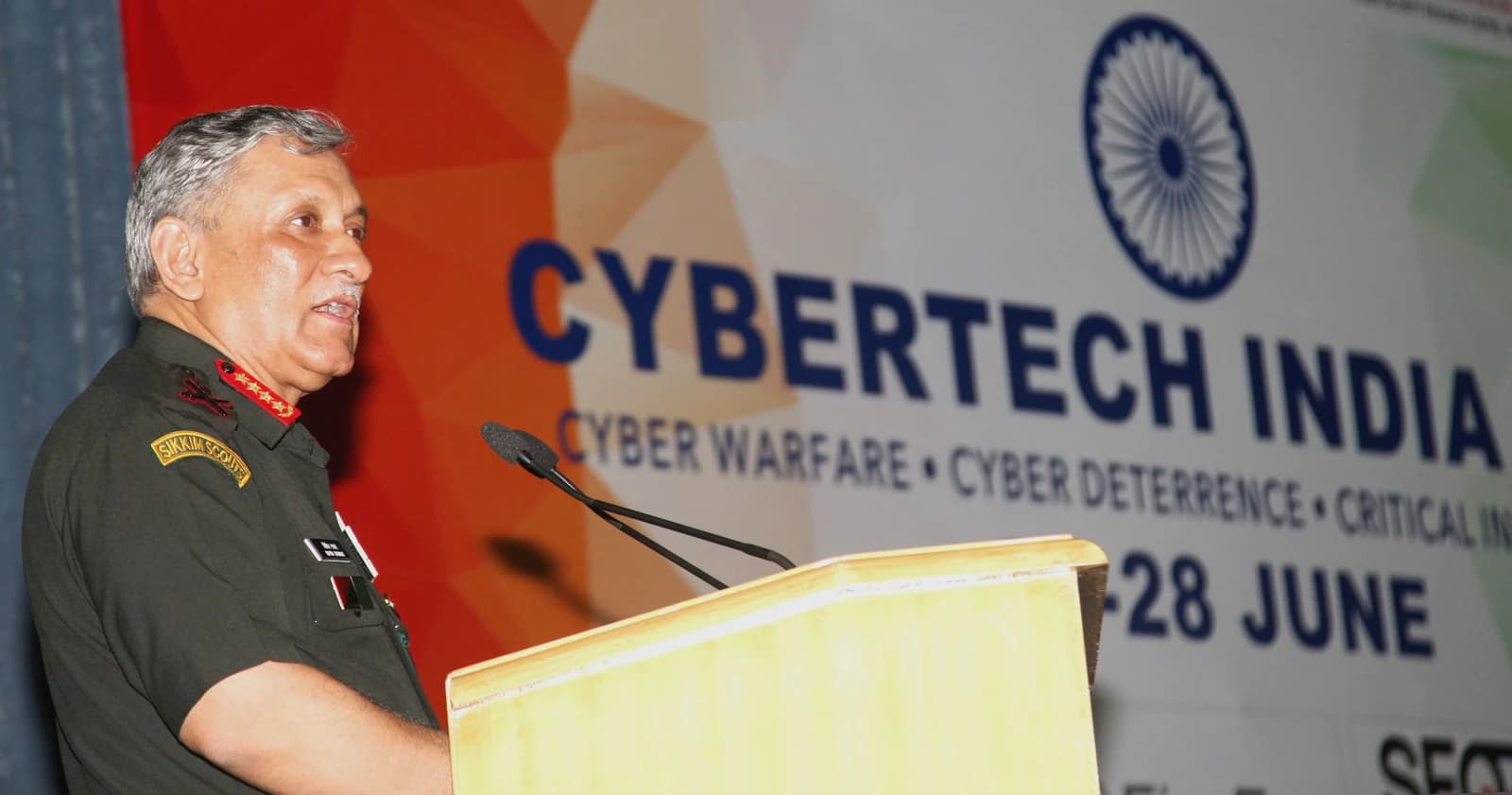 General Bipin Rawat addressing a seminar on cyber warfare in New Delhi.
