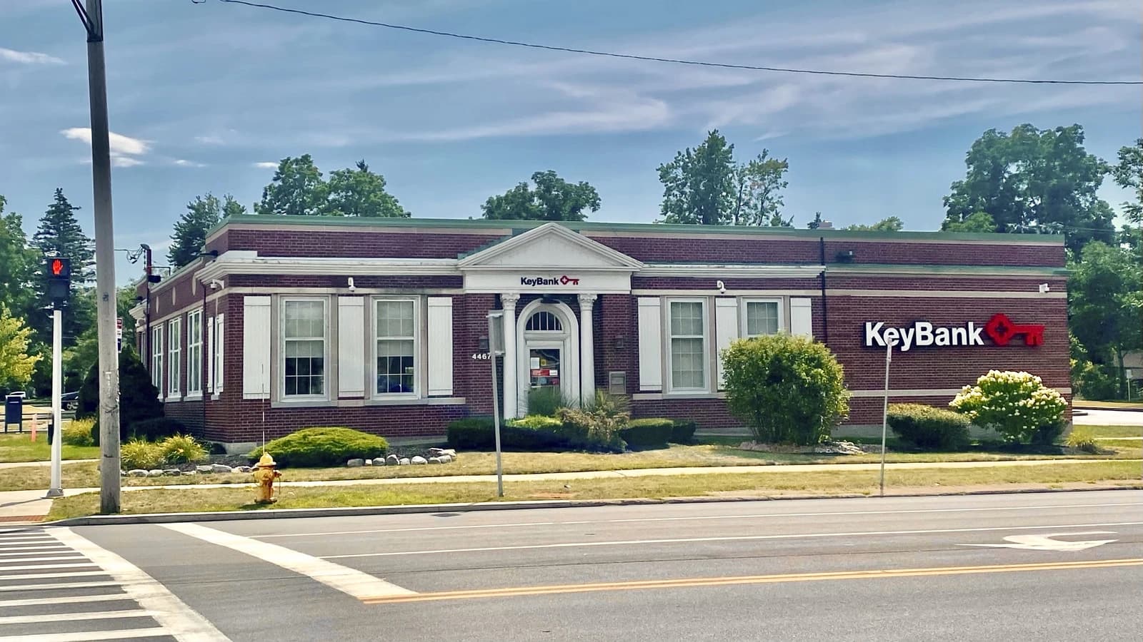 KeyBank Snyder Branch building in Amherst, New York, with a sign visible on the facade.