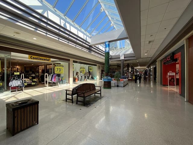 Interior of Eglinton Square Shopping Centre, a mall in Toronto, Ontario.
