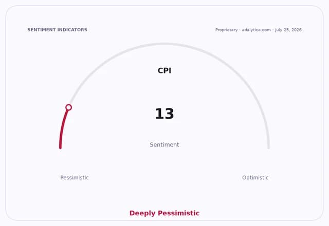 CPI sentiment dial reading 13, pointing to deeply pessimistic.