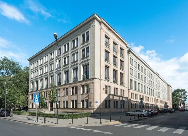 Ministry of Finance building in Warsaw, Poland, at the intersection of Traugutta and Czackiego streets.