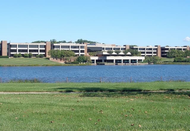 Bristol Myers Squibb facility in Princeton, New Jersey, across a body of water.