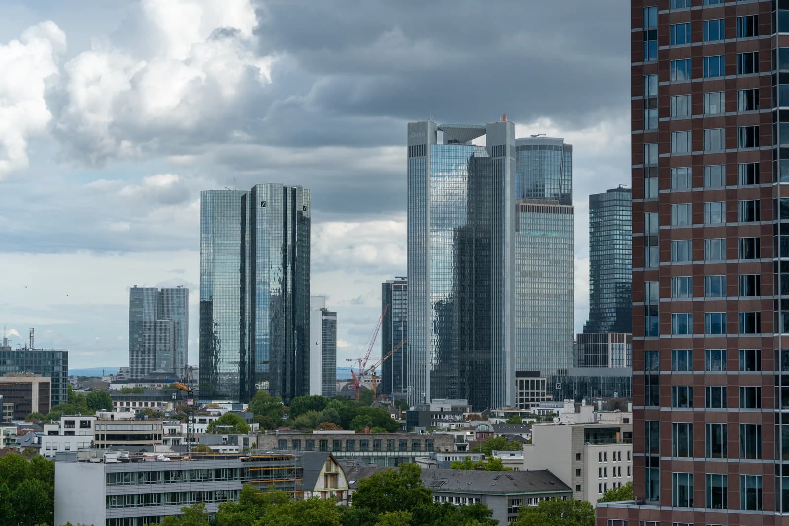 Deutsche Bank Twin Towers in the Frankfurt banking skyline.