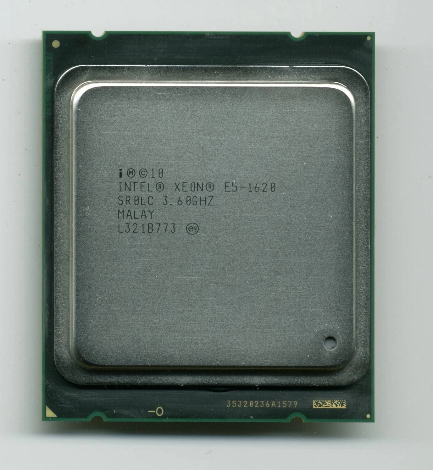 Intel Xeon E5-1620 CPU processor, top view with markings.
