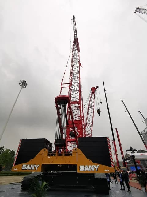 A Sany tower crane displayed at the 2021 Changsha International Construction Equipment Exhibition.