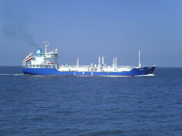 LPG tanker Chiltern sails across blue ocean under a clear sky.