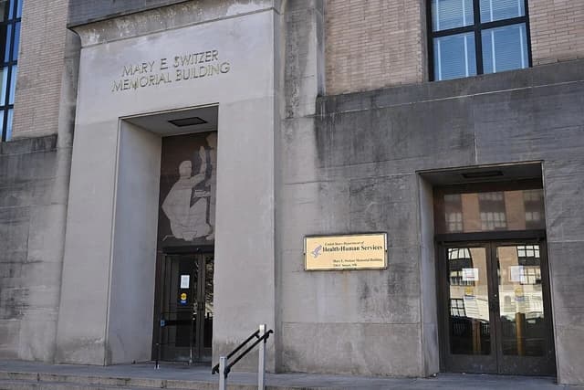 Exterior view of the Mary E. Switzer Memorial Building, home of Health and Human Services.