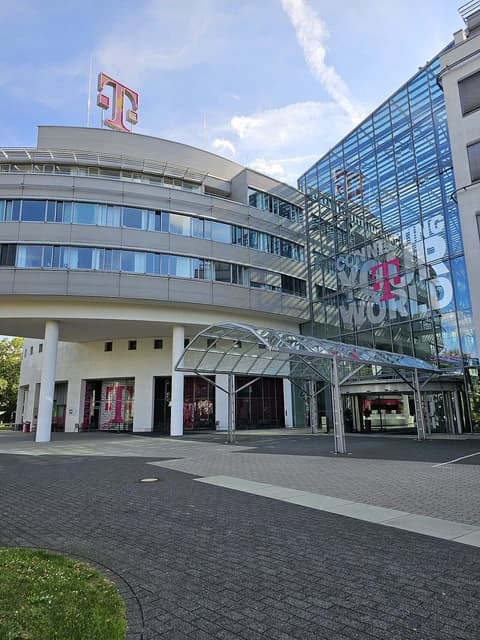 Exterior view of the Deutsche Telekom corporate headquarters building in Bonn, Germany.