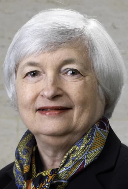 Janet Yellen, US Secretary of the Treasury, looking directly at the viewer.
