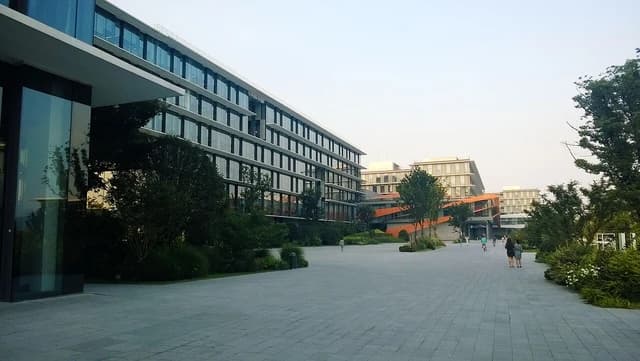 Buildings at Alibaba Xixi Park campus in Hangzhou, China, on a clear day.