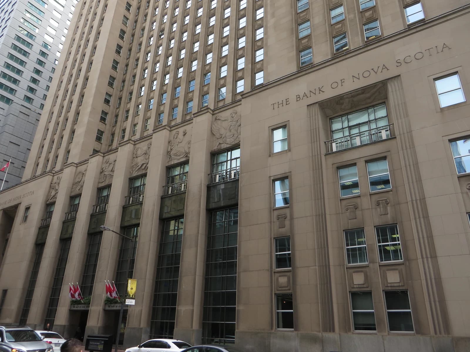 The Bank of Nova Scotia Building, an art deco skyscraper, stands in Toronto.