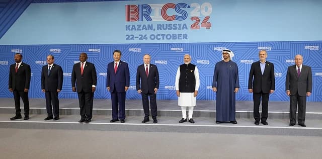 BRICS leaders and delegates posing for a group photograph at the 16th BRICS Summit.