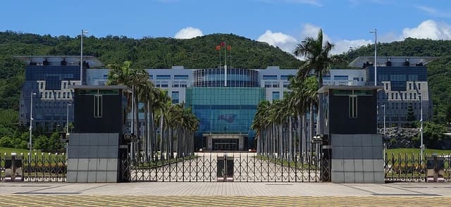 Exterior view of the Republic of China Ministry of National Defense building in Dazhi.