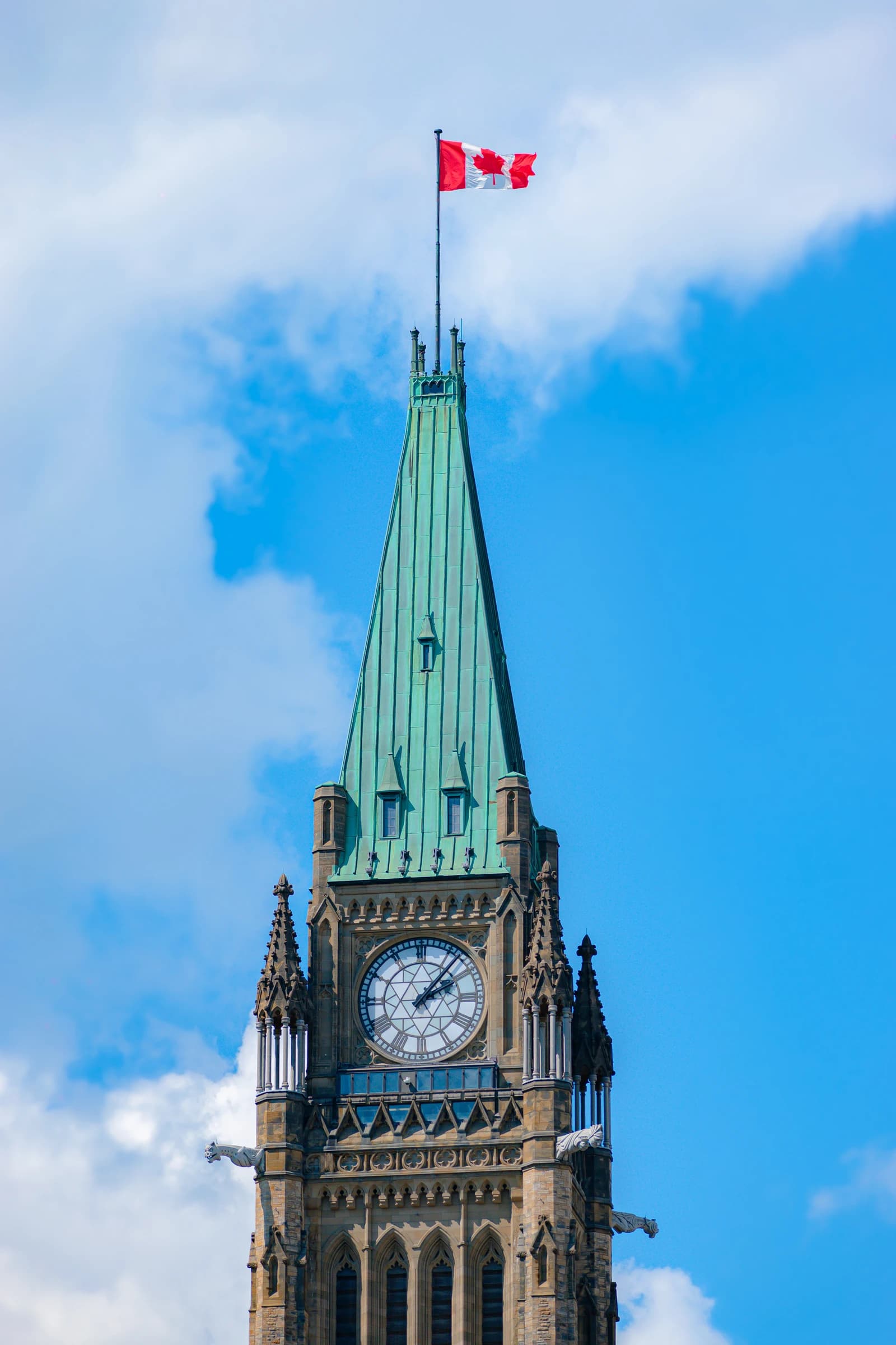 The Peace Tower of the Parliament of Canada building in Ottawa.
