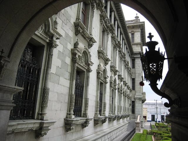 Exterior view of the Palacio Nacional de la Cultura in Guatemala City.