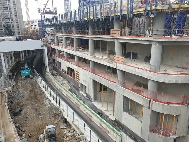 Construction site of The Link tower, future headquarters of TotalEnergies, in La Défense, near Paris.