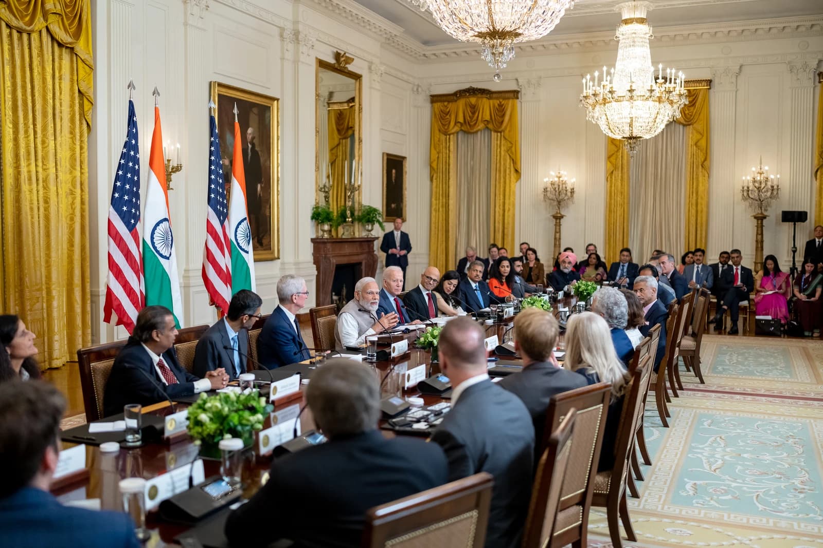 Prime Minister Narendra Modi and President Joe Biden at a meeting with business leaders.