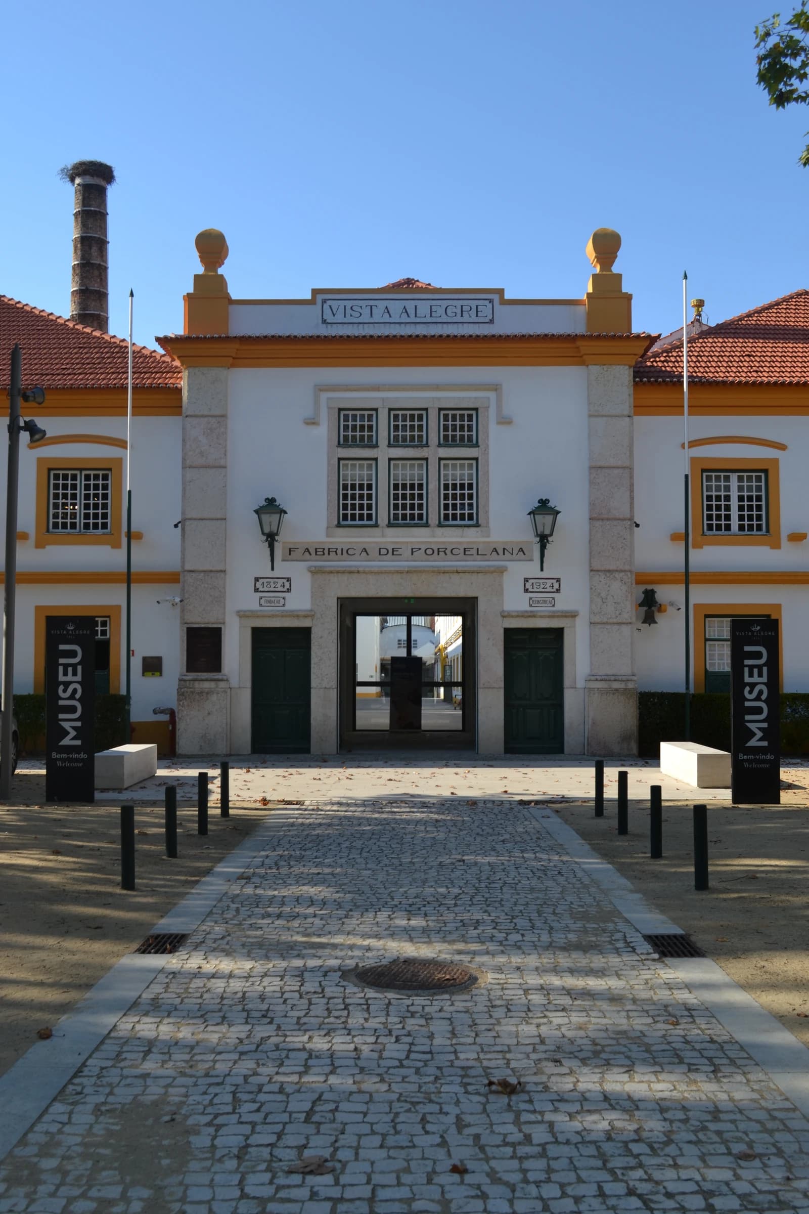 Exterior of the historic Vista Alegre ceramic factory and museum in Ílhavo, Portugal.