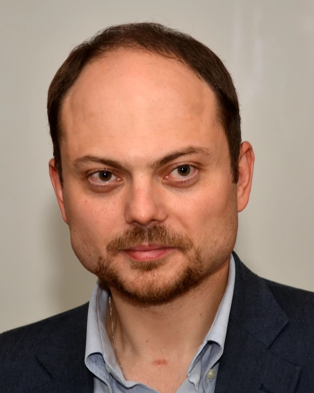 Vladimir V. Kara-Murza, a Russian opposition politician, looks forward in a portrait.