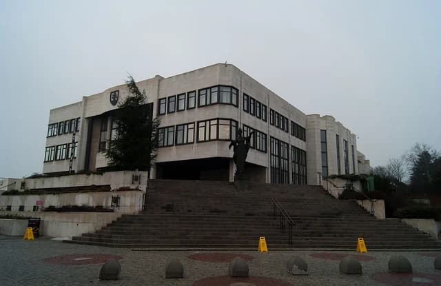 Exterior view of the Slovakian Parliament building, Narodna Rada, in Bratislava.