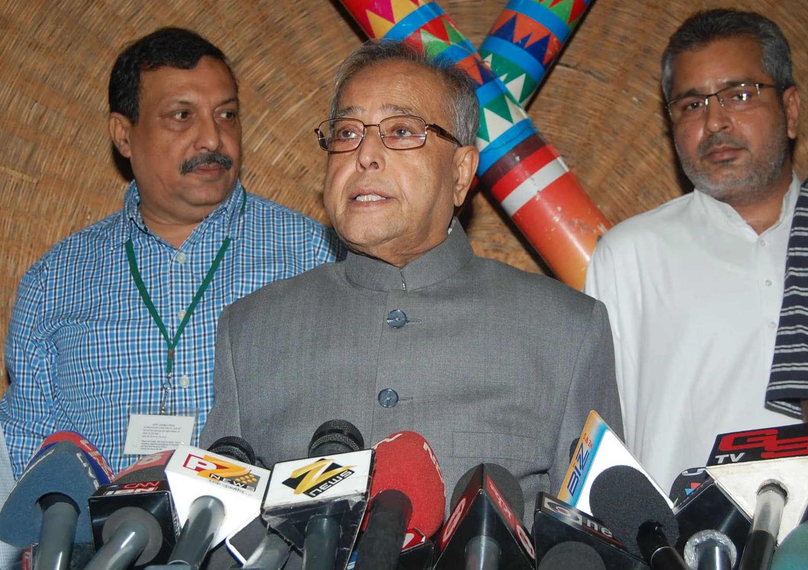 Pranab Mukherjee addresses after laying the foundation stone of a new Income Tax Department building.