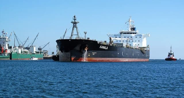 Oil products tanker Kanala navigating through the water near Port of Los Angeles.