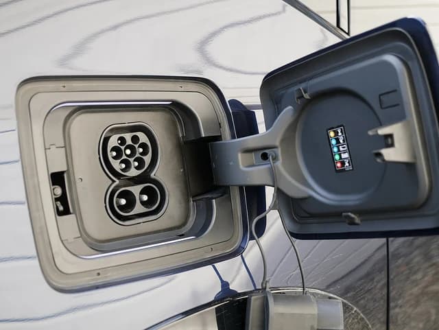 CCS and Type 2 charging ports on a BMW i3 electric car.