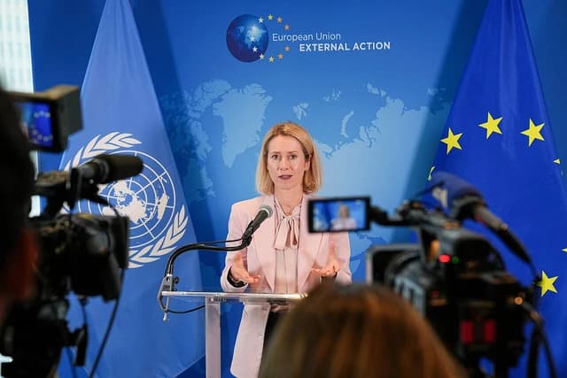 Kaja Kallas, High Representative of the Union for Foreign Affairs, speaking at a United Nations event.