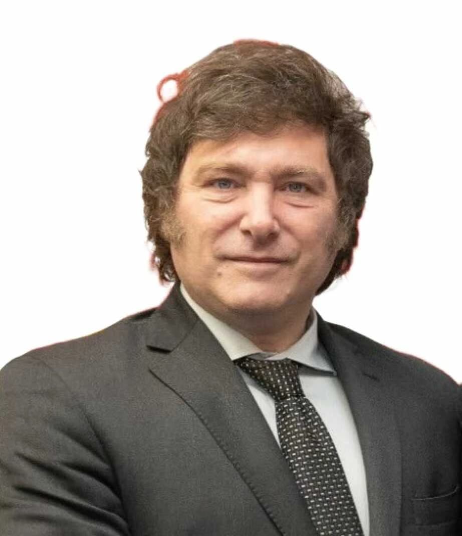 Javier Milei, President of Argentina, looking directly at the camera.