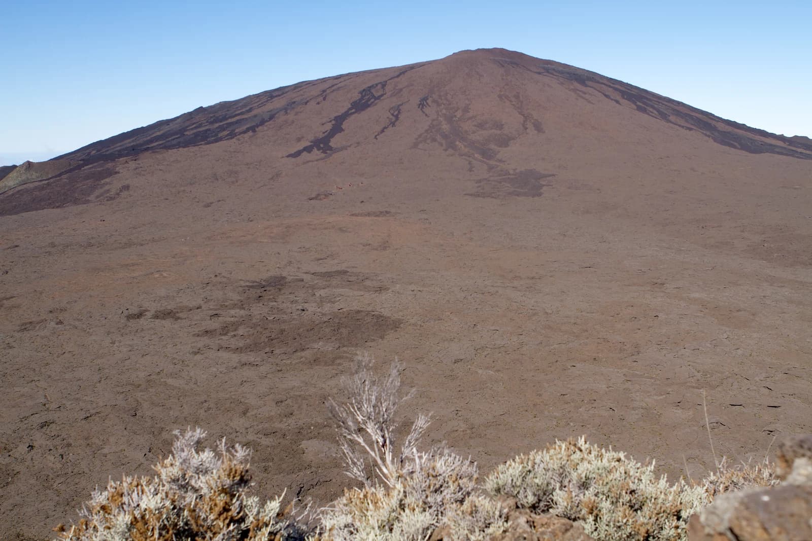 Piton de la Fournaise, an active shield volcano, on Reunion Island.