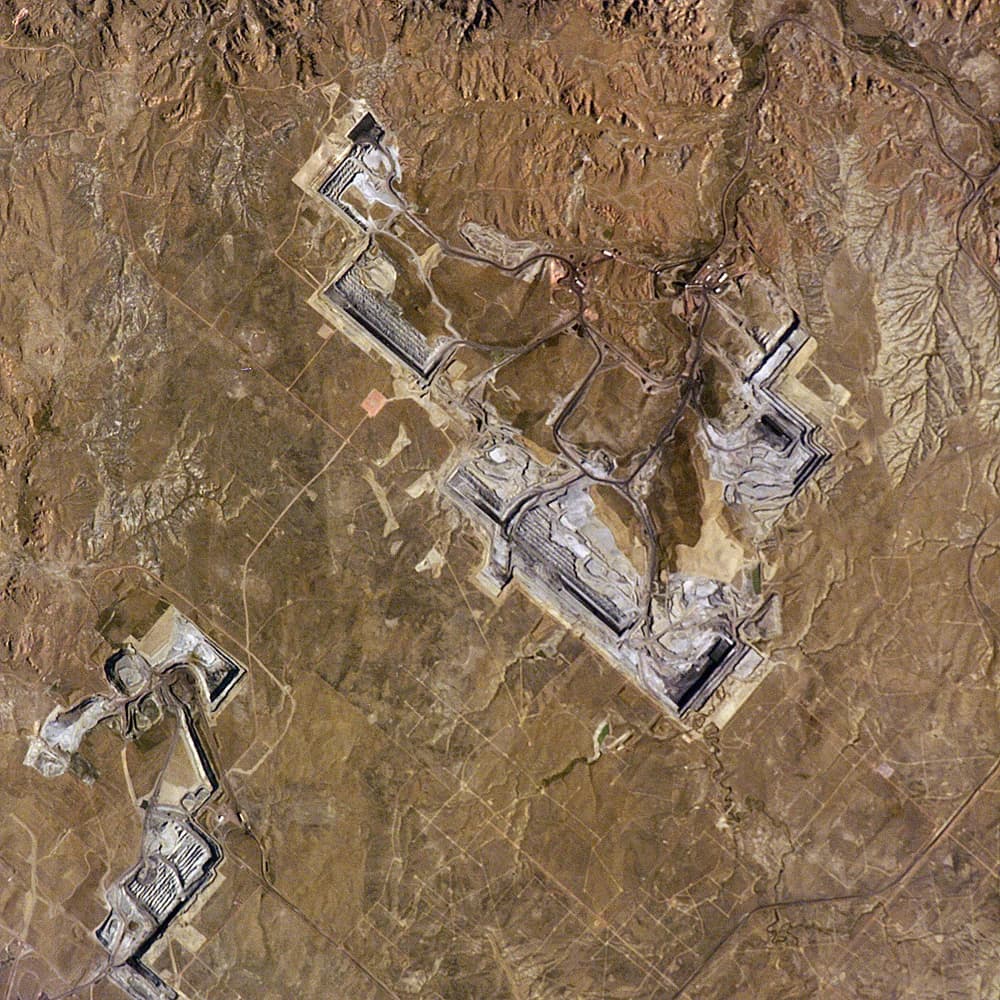 Aerial view of the large North Antelope Rochelle Coal Mine in Wyoming.