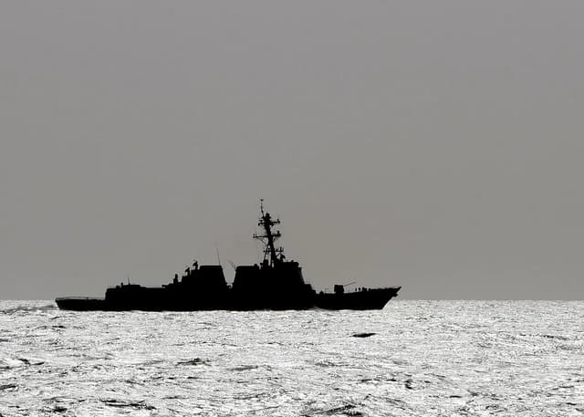 The Arleigh Burke-Class Destroyer USS Momsen (DDG 92) transits the Arabian Sea.